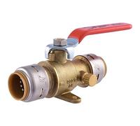 SharkBite UR24616A Brass Push Ball Valves with Drain, 3/4 in