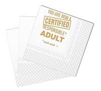 SharkBliss Funny 18th Birthday Cocktail Napkins, 50 Pack Funny 18th Birthday Paper Napkins for Boys Girls Eighteen 18th Bday Decor 2-Ply, 5x5 (Gold, You are Now A Certified Responsible Adult)
