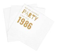 SharkBliss Funny 40th Birthday Cocktail Napkins, 100 Pack Gold We're Gonna Party Like It's 1986 Disposable Paper Beverage Cocktail Napkins for Women Her 40th Birthday Party, 2-Ply, 5x5" (1986 Gold)