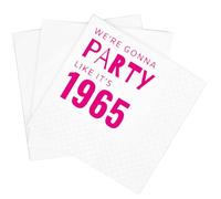 SharkBliss Funny 60th Birthday Cocktail Napkins, 100 Pack Pink We're Gonna Party Like It's 1965 Disposable Paper Beverage Cocktail Napkins for Women Her 60th Birthday Party, 2-Ply, 5x5" (1965 Pink)