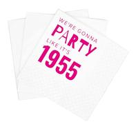 SharkBliss Funny 70th Birthday Cocktail Napkins, 100 Pack Pink We're Gonna Party Like It's 1955 Disposable Paper Beverage Cocktail Napkins for Women Her 70th Birthday Party, 2-Ply, 5x5" (1955 Pink)