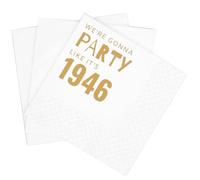 SharkBliss Funny 80th Birthday Cocktail Napkins, 100 Pack Gold We're Gonna Party Like It's 1946 Disposable Paper Beverage Cocktail Napkins for Women Her 80th Birthday Party, 2-Ply, 5x5" (1946 Gold)