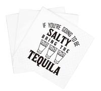 SharkBliss Funny Sarcastic Quotes Cocktail Napkins, 100 Pack If You're Going to Be Salty Bring Tequila Disposable Paper Cocktail Napkins 2-Ply, 5x5" (If You're Going to Be Salty Bring Tequila)