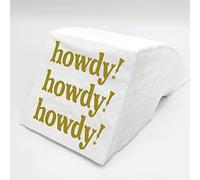 SharkBliss Howdy Cocktail Napkins, 100 Pack Howdy Paper Cocktail Napkins for Western Cowgirl Disco Last Rodeo Nashville Bachelorette Bridal Shower Table Decor | 2-Ply, 5x5" (Gold)