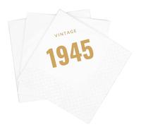 SharkBliss Vintage 1945 80th Birthday Cocktail Napkins, 100 Pack Gold Vintage 1945 Disposable Paper Beverage Cocktail Napkins for His Her Eighty 80th Birthday Party, 2-Ply, 5x5" (1945 Gold)