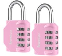SharkByte 2-Pack Heavy Duty Combination Padlocks - 4-Digit Weatherproof Outdoor Lock, Keyless Resettable Lock for Gym, School, Locker, Shed, Toolbox, Storage & Site Use - Pink