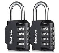 SharkByte Combination Padlock - 4-Dial Heavy Duty Combination Lock, Weatherproof Outdoor Lock Re-settable Combination Padlock for Gym, School, Locker, Outdoor Shed, Storage, Cabinet, Toolbox (2 Pack)