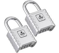 SharkByte 2 Pack Heavy Duty Combination Padlocks [Weatherproof] 52mm 4-Digit Outdoor Locks with 8mm Stainless Steel Shackles, Anti-Rust & Resettable Code Padlocks for Gate, Shed, Garage, Gym - Silver