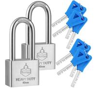 Sharkbyte 2 Pack [Never Rust] 40mm Long Shackle Stainless Steel Padlock inc 4 Keys, Waterproof Outdoor Weatherproof Lock, Hardened Body & Mechanism, Ideal for Gate, Shed, Garage, Chain & Storage Units