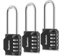 SharkByte Combination Padlock [2.6" Long Shackle] 4-Dial Heavy Duty Combination Lock, Weatherproof Outdoor Lock Padlock for Gym, School, Locker, Outdoor Shed, Garage, Fence, Hasp, Toolbox (3 Pack)