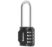 SharkByte Combination Padlock [2.6" Long Shackle] 4-Dial Heavy Duty Combination Lock, Weatherproof Outdoor Lock Padlock for Gym, School, Locker, Outdoor Shed, Garage, Fence, Hasp, Toolbox (1 Pack)