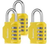 SharkByte Combination Padlock, 4-Dial Heavy Duty Combination Lock, Weatherproof Outdoor Lock Combination Padlock for Gym, School, Locker, Shed, Storage, Garage, Fence, Hasp, Toolbox (3 Pack) Yellow