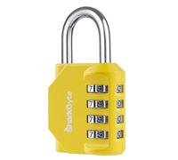 SharkByte Combination Padlock, 4-Dial Heavy Duty Combination Lock, Weatherproof Outdoor Lock Combination Padlock for Gym, School, Locker, Shed, Storage, Garage, Fence, Hasp, Toolbox (1 Pack) Yellow