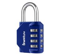 SharkByte Heavy Duty Combination Padlock - 4-Digit Weatherproof Outdoor Lock with Stainless Steel Shackle, Anti-Rust Resettable Code for Gym, School, Locker, Shed, Toolbox, Gate & Warehouse - Blue