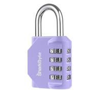 SharkByte Heavy Duty Combination Padlock - 4-Digit Weatherproof Outdoor Lock with Stainless Steel Shackle, Anti-Rust Resettable Code for Gym, School, Locker, Shed, Toolbox, Gate & Warehouse - Purple