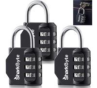 SharkByte Luggage Locks - 3-Dial Weatherproof Outdoor Security Combination Padlock, Small Travel Lock for Suitcases Luggage Case Travel Bag Gym Lockers Code Padlock (Pack of 3)