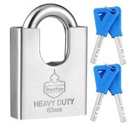 Sharkbyte [Never Rust] 60mm Heavy Duty Waterproof Outdoor Padlock 4 Keys, High Security Stainless Steel Anti-Cut Concealed Shackle, Weatherproof Lock for Container, Shutter, Warehouse, Gate, Garage