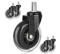 SharkByte Office Chair Wheels 10mm Stem Rubber Swivel Chair casters for ALL Floors Including Hardwood Floors, Heavy Duty Rollerblade Castors, Floor Protecting Castors Compatible with IKEA Office Chair