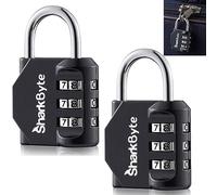 SharkByte Small Luggage Locks, 3-Dial Weatherproof Outdoor Security Combination Padlock, Travel Lock for Suitcases Luggage Case Travel Bag Gym Lockers Code Padlock (Pack of 2)