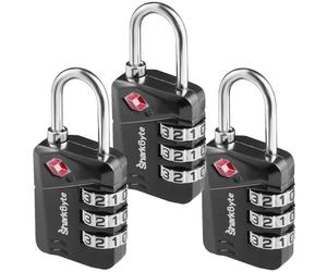 SharkByte TSA Approved Luggage Locks, 3-Dial Security Travel Combination Padlock, Travel Lock for Suitcases Luggage Case, Backpack, Travel Bag, Gym Locker, Code Small Padlock, Suitcase Locks (3 Pack)