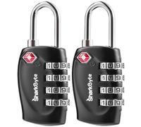 SharkByte TSA Approved Luggage Locks, 4-Dial Security Travel Combination Padlock, Travel Lock for Suitcases Luggage Case, Zipper, Backpack, Travel Bag Gym Locker Code Padlock, Suitcase Locks (2 Pack)