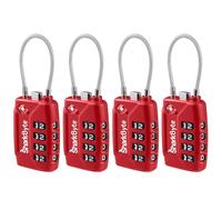 SharkByte TSA Approved Suitcase Locks - 4-Dial Security Travel Combination Padlock, Flexible Cable Wire Travel Lock for Suitcases, Luggage locks, Case Travel Bag Gym Locker Code Small PadLock (4 Pack)