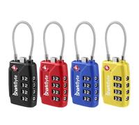 SharkByte TSA Approved Suitcase Locks - 4-Dial Security Travel Combination Padlock, Flexible Cable Wire Travel Lock for Suitcases, Luggage locks, Case Travel Bag Gym Locker Code Small PadLock (4 Pack)