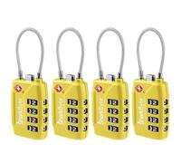 SharkByte TSA Approved Suitcase Locks - 4-Dial Security Travel Combination Padlock, Flexible Cable Wire Travel Lock for Suitcases, Luggage locks, Case Travel Bag Gym Locker Code Small PadLock (4 Pack)