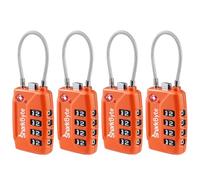 SharkByte TSA Approved Suitcase Locks - 4-Dial Security Travel Combination Padlock, Flexible Cable Wire Travel Lock for Suitcases, Luggage locks, Case Travel Bag Gym Locker Code Small PadLock (4 Pack)