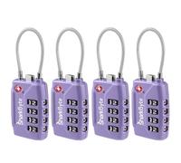 SharkByte TSA Approved Suitcase Locks - 4-Dial Security Travel Combination Padlock, Flexible Cable Wire Travel Lock for Suitcases, Luggage locks, Case Travel Bag Gym Locker Code Small PadLock (4 Pack)
