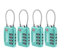 SharkByte TSA Approved Suitcase Locks - 4-Dial Security Travel Combination Padlock, Flexible Cable Wire Travel Lock for Suitcases, Luggage locks, Case Travel Bag Gym Locker Code Small PadLock (4 Pack)