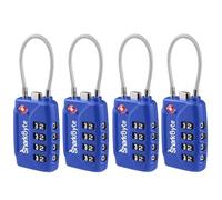 SharkByte TSA Approved Suitcase Locks - 4-Dial Security Travel Combination Padlock, Flexible Cable Wire Travel Lock for Suitcases, Luggage locks, Case Travel Bag Gym Locker Code Small PadLock (4 Pack)