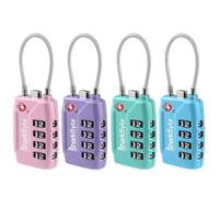 SharkByte TSA Approved Suitcase Locks - 4-Dial Security Travel Combination Padlock, Flexible Cable Wire Travel Lock for Suitcases, Luggage locks, Case Travel Bag Gym Locker Code Small PadLock (4 Pack)
