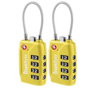 SharkByte TSA Approved Suitcase Locks - 4-Dial Security Travel Combination Padlock, Flexible Cable Wire Travel Lock for Suitcases, Luggage Locks, Travel Bag Gym Locker Small PadLock with code (2 Pack)