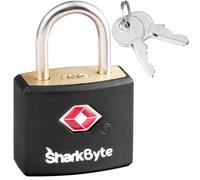SharkByte TSA Luggage Lock with Keys, Key Travel Locks, Suitcase Padlock for Luggage, Small Keyed Luggage Locks Brass for Gym Lockers, Laptop Bags, Travel Suitcases, Backpacks, Zippers, Travel Bags