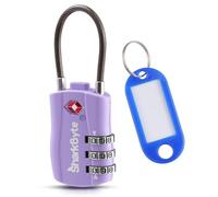 SharkByte TSA Suitcase Locks - 3-Dial Security Travel Combination Padlock, Flexible Cable Wire Travel Lock for Suitcases Luggage Case Travel Bag Gym Locker Code Small Padlock (Pack of 1)