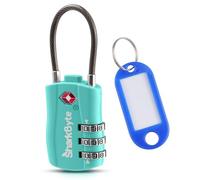 SharkByte TSA Suitcase Locks - 3-Dial Security Travel Combination Padlock, Flexible Cable Wire Travel Lock for Suitcases Luggage Case Travel Bag Gym Locker Code Small Padlock (Pack of 1)
