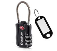 SharkByte TSA Suitcase Locks - 3-Dial Security Travel Combination Padlock, Flexible Cable Wire Travel Lock for Suitcases Luggage Case Travel Bag Gym Locker Code Small Padlock (Pack of 1)