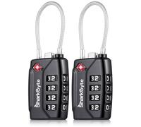 SharkByte TSA Suitcase Locks - 4-Dial Security Travel Combination Padlock, Flexible Cable Travel Lock for Suitcases Luggage Bag Gym Locker