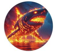 SharkJigsaw Puzzle 1000 Pieces for Adults Round Skeleton FlameCreative Challenge Toys Gift1000pcs (67.5x67.5cm)
