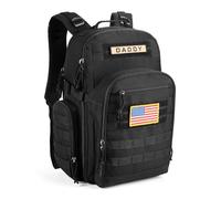 SHARKMOUTH Dad Diaper Bag Backpack - Military Baby Gear Backpacks with Daddy Patches, Black, Custom