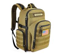 SHARKMOUTH Dad Diaper Bag Backpack - Military Baby Gear Backpacks with Daddy Patches, Tan, Custom, Military