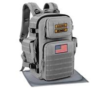SHARKMOUTH Diaper Bag with Changing Pad - Large Military Daddy Gear Backpack for Hiking Travel Camping, Gray W/ Changing Pad, Modern