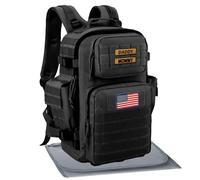 SHARKMOUTH Diaper Bag with Changing Pad - Large Military Daddy Gear Backpack for Hiking Travel Camping, Black, Modern