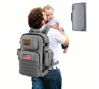 SHARKMOUTH Diaper Bag with Changing Pad - Large Military Daddy Gear Backpack for Hiking Travel Camping, Gray W/ Changing Pad, Modern