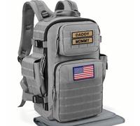 SHARKMOUTH Diaper Bag with Changing Pad - Large Military Daddy Gear Backpack for Hiking Travel Camping, Gray W/ Changing Pad, Modern
