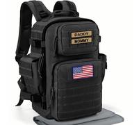 SHARKMOUTH Diaper Bag with Changing Pad - Large Military Daddy Gear Backpack for Hiking Travel Camping, Black, Modern