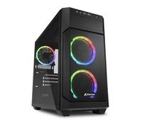 Sharkoon V1000 RGB Chassis, Black, MicroATX Tower, 3 x 120mm ARGB Fans, USB 3.0