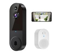 SHARKPOP 1080p Smart Wireless Video Doorbell Camera, Chime Ringer Included, AI Human Detection, 2-Way Audio, Live View, 2.4G WiFi, Night Vision, Cloud Storage, Battery Powered.