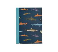 Sharks A6 Lined Notebook small pocket pad. Cool marine predator stationery | temporary tattoos, kids tattoos, skin art decals, fake ink body decor, fun party favors, safe transfers